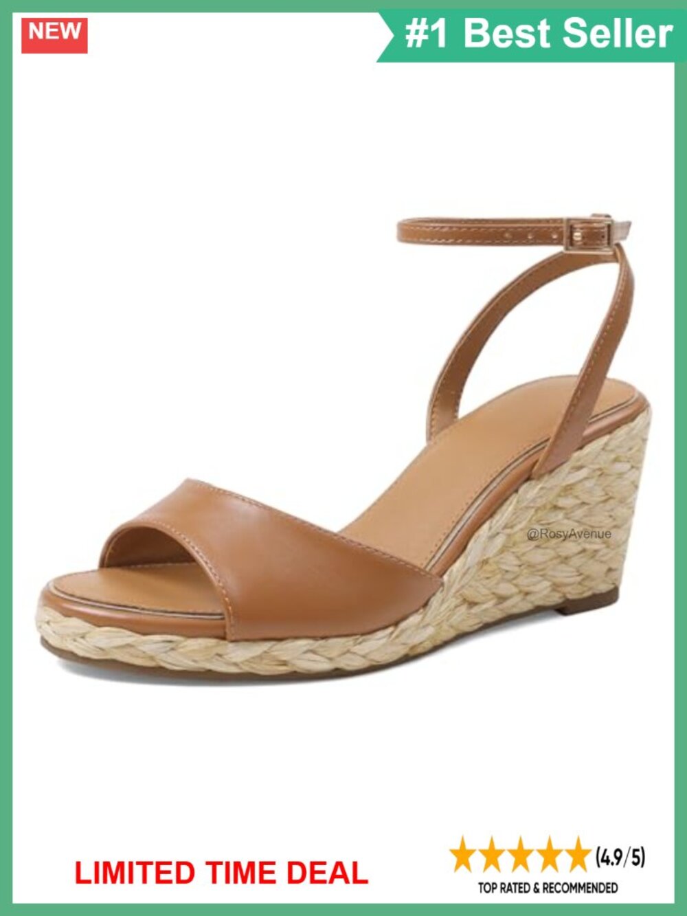 Raffia Espadrille Wedge Sandals Open Toe Ankle Strap Buckle